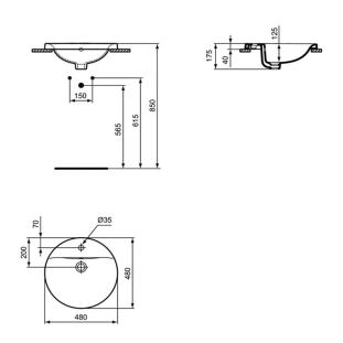 Ideal Standard Connect E504201 Νιπτήρας Πορσελάνης Φ48 2