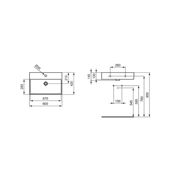 Ideal Standard Strada K077801 Νιπτήρας Πορσελάνης 60x42cm