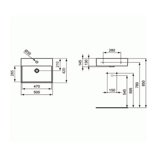Ideal Standard Strada K077701 Νιπτήρας Πορσελάνης 50x42cm