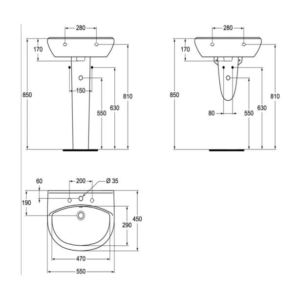 Vidima Ulysse W409501 Νιπτήρας Πορσελάνης 55x45cm