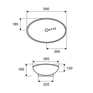 Karag LT3076 Νιπτήρας Πορσελάνης 59x38,5cm 2