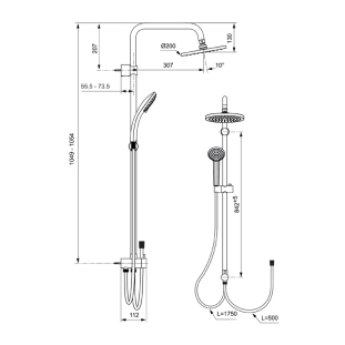 Ideal Standard Idealrain A5691AA Στήλη Ντους, Χρωμέ 2