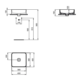Ideal Standard Strada II T296201 Νιπτήρας Πορσελάνης 40x40cm 2