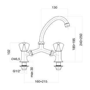 Fiore Classic Line 24CR0243 Μπαταρία Νιπτήρος, χρωμέ 2