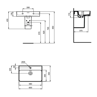 Ideal Standard Strada II T30001 Νιπτήρας Πορσελάνης 60x43cm 2