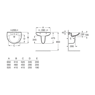 Roca Victoria A325391000 Νιπτήρας Πορσελάνης 65x51cm 2