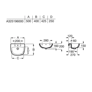 Roca Adele A325196000 Νιπτήρας Πορσελάνης 50x40cm 2