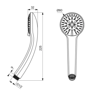 Ideal Standard Idealrain S3 B9401AA Τηλέφωνo Ντους 3 ροών, Χρωμέ 2