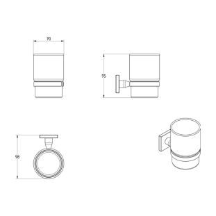 Ποτηροθήκη Verdi Delta Χρωμέ - 3060522 2