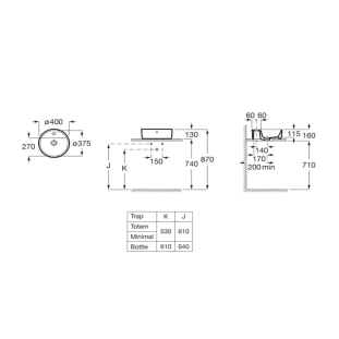 Roca Gap A3270MK000 Νιπτήρας Πορσελάνης Φ40 2