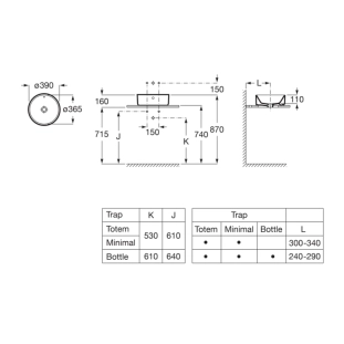 Roca Gap A3270MJ000 Νιπτήρας Πορσελάνης Φ39 2