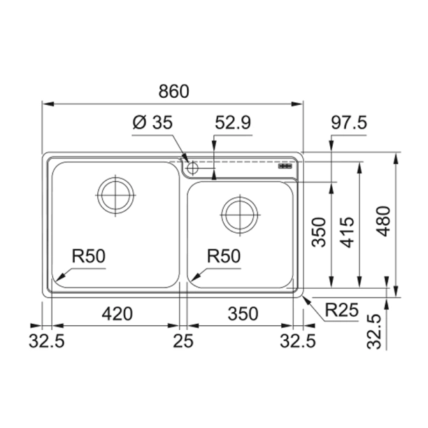 Franke Bell BCX 620-42-35 Ανοξείδωτος Νεροχύτης...