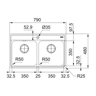 Franke Bell BCX 620-35-35 Ανοξείδωτος Νεροχύτης Ένθετος... 2