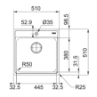 Franke Bell BCX 610-51 Ανοξείδωτος Νεροχύτης Ένθετος 51x51 cm