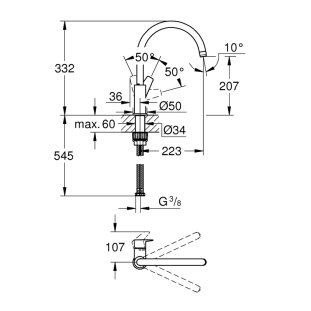Μπαταρία Κουζίνας Grohe Bauedge 31367001, χρωμέ 2