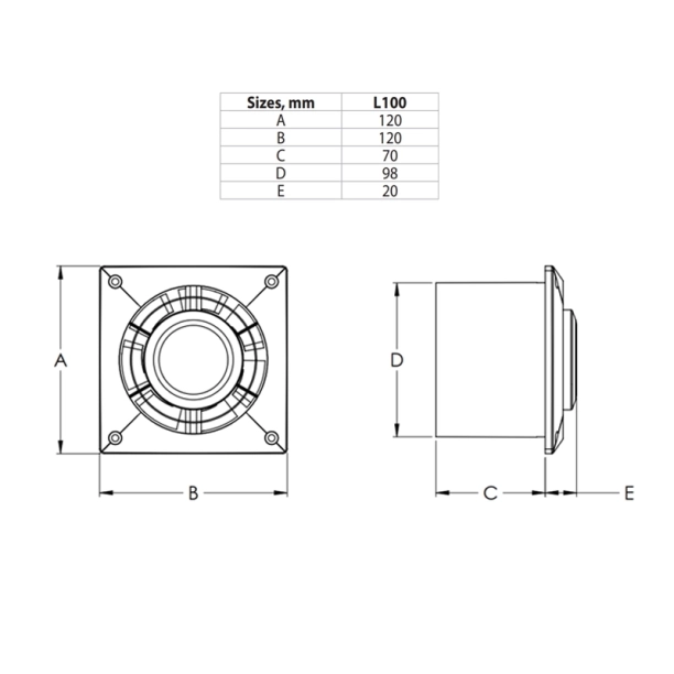 EUROPLAST L100 Εξαεριστήρας Φ100 Λευκό
