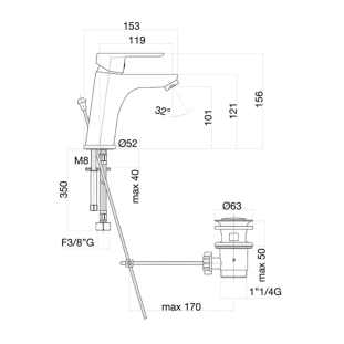 Fiore Kevon 81NN8123 Μπαταρία Νιπτήρος, μαύρο ματ 2