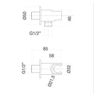 Fiore 30CR8722 Παροχή Ντους με Στήριγμα Τηλεφώνου, χρωμέ 2