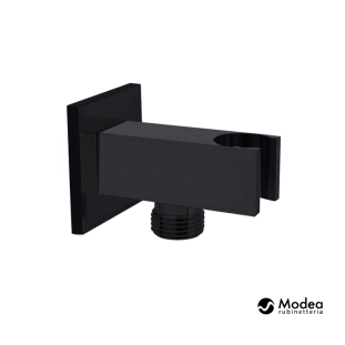 Modea 00-7551/B Παροχή Ντους με Στήριγμα Τηλεφώνου, μαύρο ματ