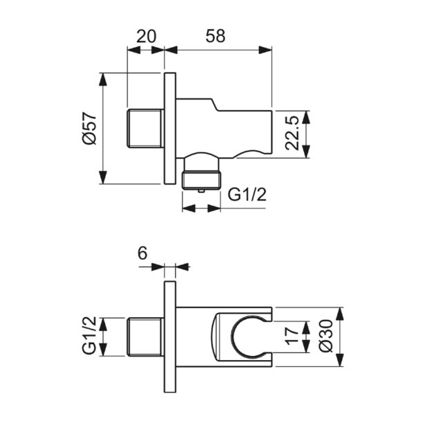 Ideal Standard IdealRain BC807AA Παροχή Ντους με Στήριγμα Τηλεφώνου, χρωμέ