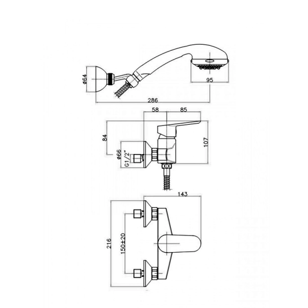 Fiore Kevon 81CR6510 Μπαταρία Ντους Πλήρης με Αξεσουάρ, χρωμέ