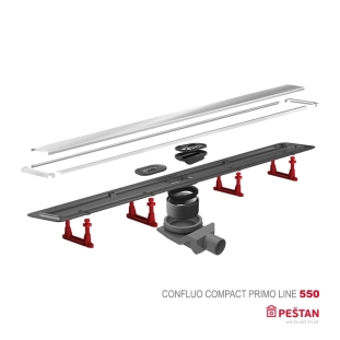 Confluo Compact Primo Line Γραμμικό Κανάλι Ντουζιέρας 55cm, Inox 2