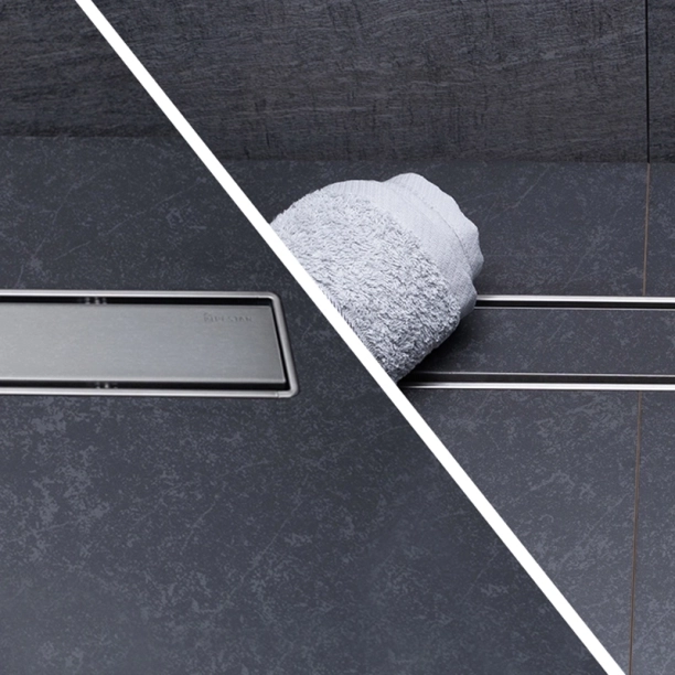 Confluo Compact Primo Line Γραμμικό Κανάλι Ντουζιέρας 85cm, Inox