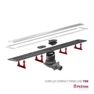 Confluo Compact Primo Line Γραμμικό Κανάλι Ντουζιέρας 85cm, Inox 2