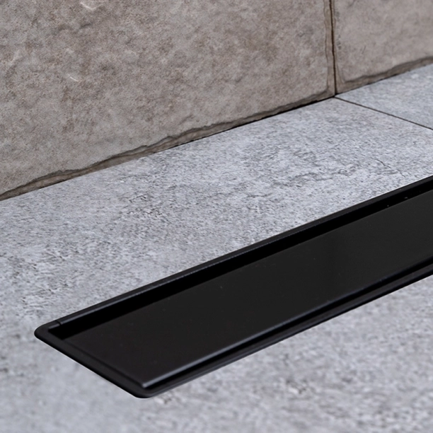 Confluo Compact Primo Line Γραμμικό Κανάλι Ντουζιέρας 65cm, Μαύρο Ματ