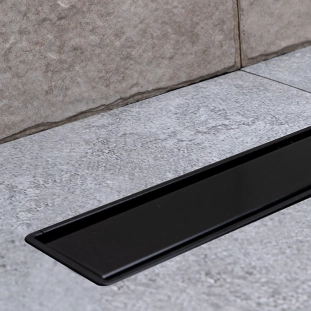 Confluo Compact Primo Line Γραμμικό Κανάλι Ντουζιέρας 55cm, Μαύρο Ματ