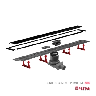 Confluo Compact Primo Line Γραμμικό Κανάλι Ντουζιέρας 55cm, Μαύρο Ματ 2