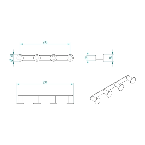 Άγκιστρο Verdi Omicron Τετραπλό Χρωμέ - 3024222