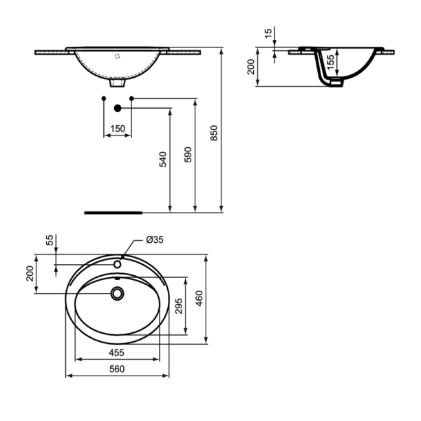 Ideal Standard Eurovit E874901 Νιπτήρας Πορσελάνης 56x46cm