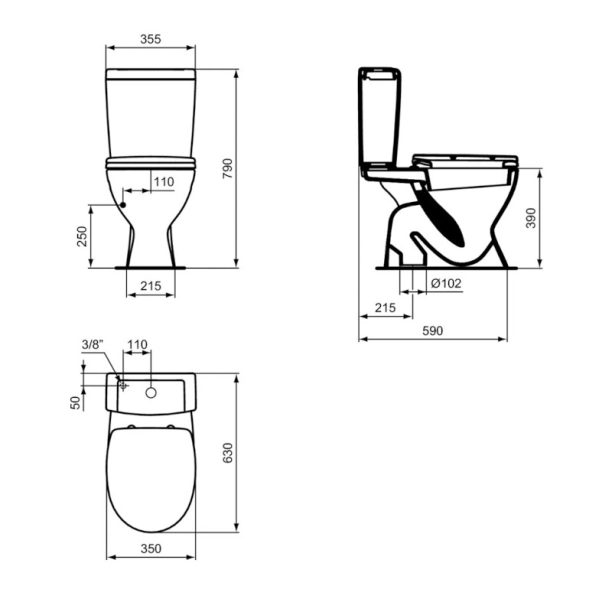 Λεκάνη Ideal Standard Eurovit Κάτω Αποχέτευση S/C Pack