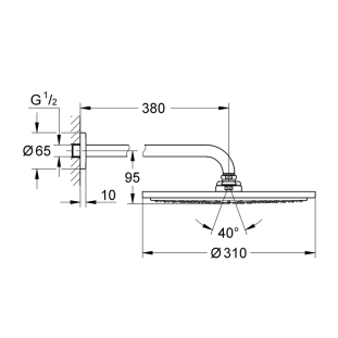 Grohe Cosmopolitan 26066DC0 Κεφαλή Ντους 31cm με Βραχίονα, Supersteel 2