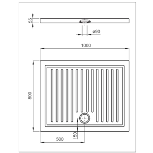 Ντουζιέρα Roca Roma Πορσελάνης 100x80x5,5 Παραλληλόγραμμη 2
