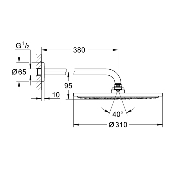 Grohe Cosmopolitan 26066DL0 Κεφαλή Ντους 31cm με Βραχίονα, Brushed Warm Sunset