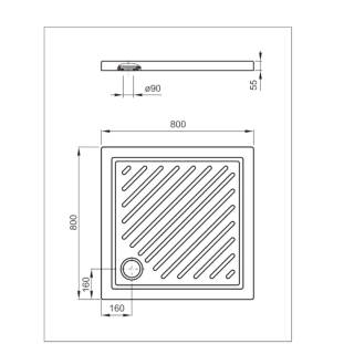 Ντουζιέρα Roca Roma Πορσελάνης 80x80x5,5 Τετράγωνη 2