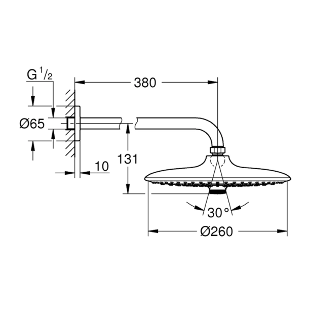 Grohe Euphoria 26459000 Κεφαλή Ντους 26cm με Βραχίονα