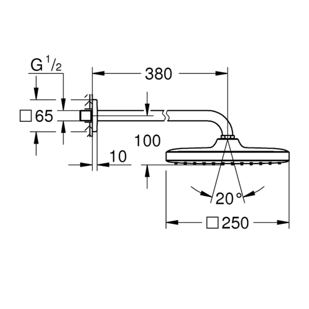 Grohe Tempesta 26687000 Κεφαλή Ντους 25x25cm με Βραχίονα