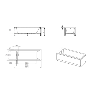 Μπανιέρα Minimal Ακρυλική 170x70 2