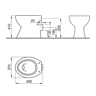 Λεκάνη Υψηλής Πιέσης Classica Οριζόντιας αποχέτευσης χωρίς κάθισμα 2