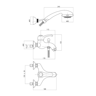 Fiore Jafar 47CR5100 Μπαταρία Λουτρού Πλήρης με Αξεσουάρ, χρωμέ 2