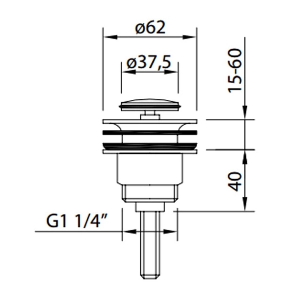 Αυτόματη βαλβίδα νιπτήρος 1 1/4 , χρωμέ