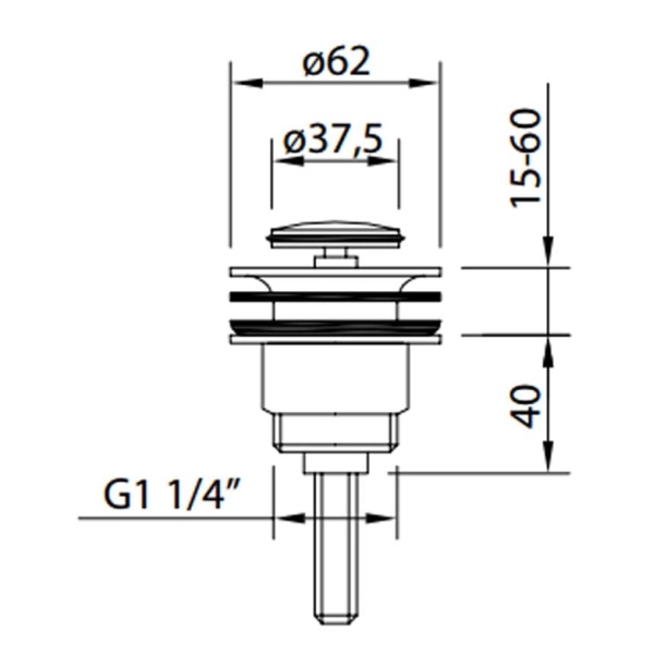Βαλβίδα νιπτήρος Κλικ κλακ ,1 1/4  μαύρη
