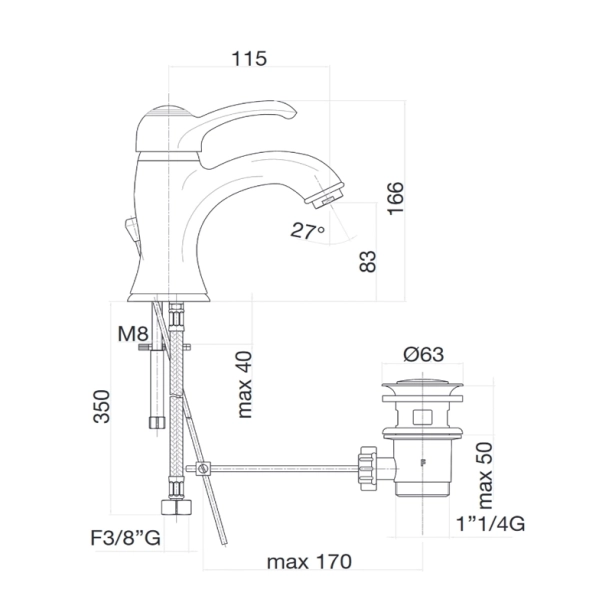 Fiore Jafar 47CR5221 Μπαταρία Νιπτήρος, χρωμέ