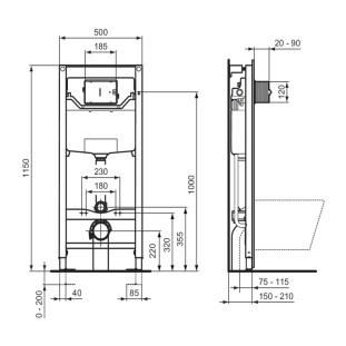 Καζανάκι Ideal Standard Prosys εντοιχισμένο 12cm γυψοσανίδας 2