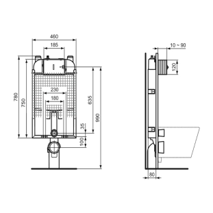 Καζανάκι Ideal Standard Prosys εντοιχισμένο 8cm τοίχου 2