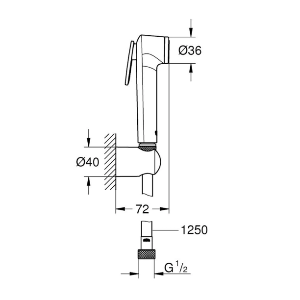 Σετ ντους μπιντέ Grohe trigger spray με στήριγμα και σπιράλ silverflex