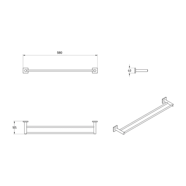Πετσετοθήκη Verdi Delta Διπλή Χρωμέ - 3062122